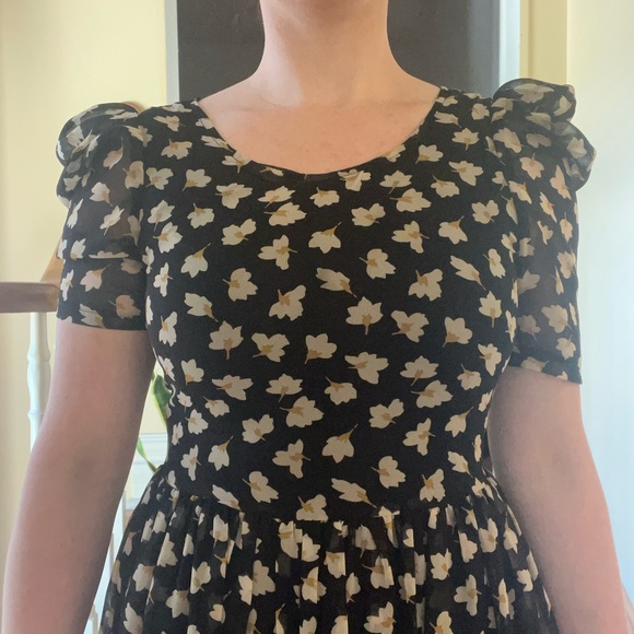 Yellow Floral Mini Tulip Dress - Picture 4 of 7